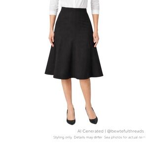 Studio 1940 Size 12 Black A-Line Midi Skirt 25” Modest Minimalist